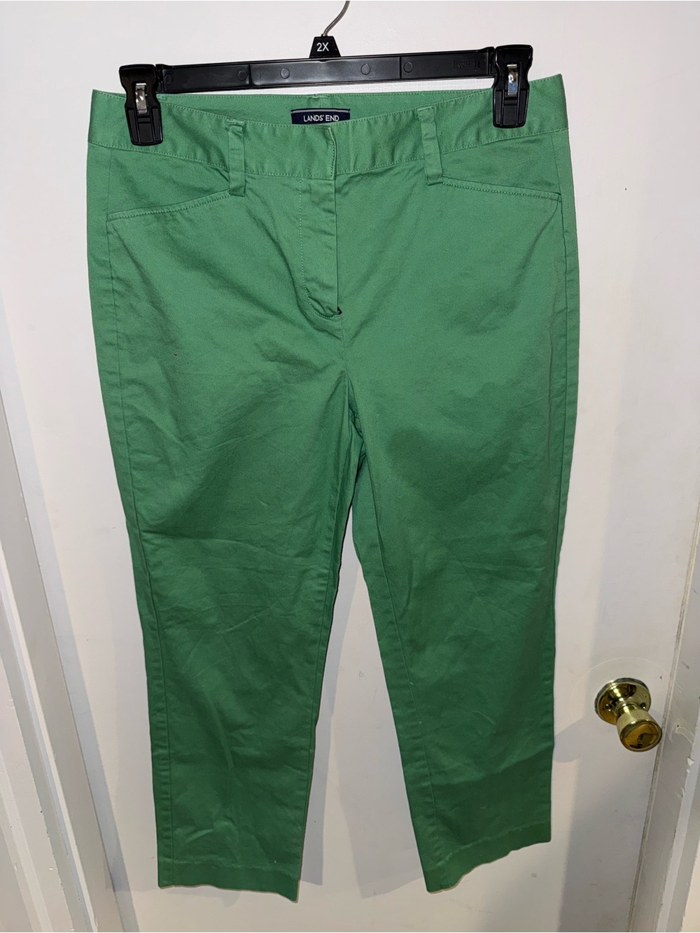 Lands' End Green Twill Cropped Slim Leg Pants size 8 NWOT